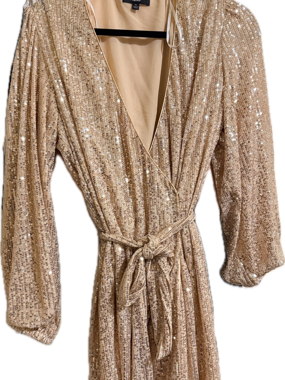 Sequin Gold Wrap Dress - LuLus